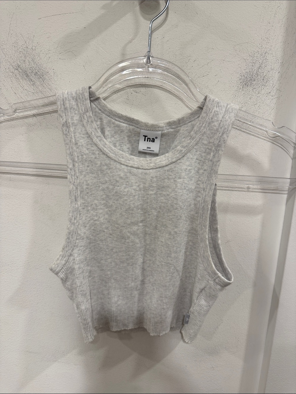 TNA Ribbed Cropped Tank Top - Heather Gray